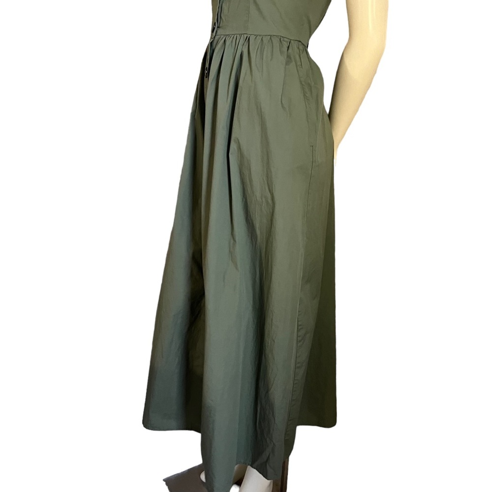 Who What Wear | Womens 100% Cotton Army Green  Button Up Wide Hem Midi Dress | M - Picture 10 of 17